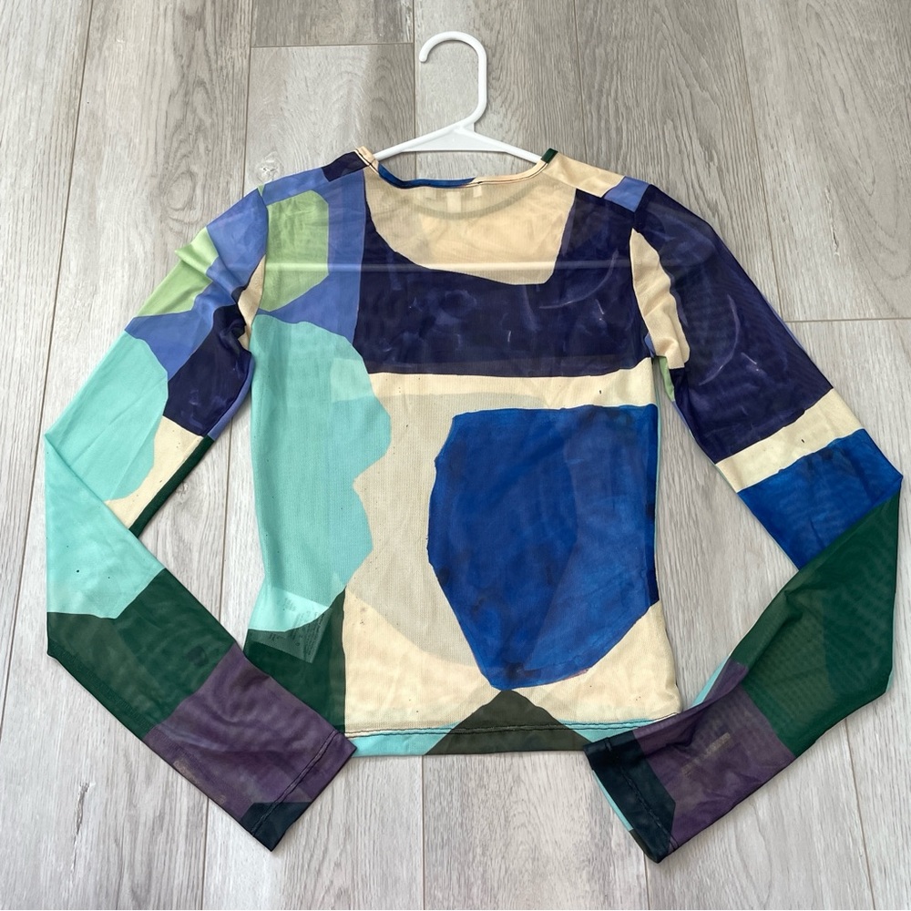 Miaou Mesh Tshirt paloma elsesser long sleeve abstraction print Blue (xsmall) - Picture 5 of 8